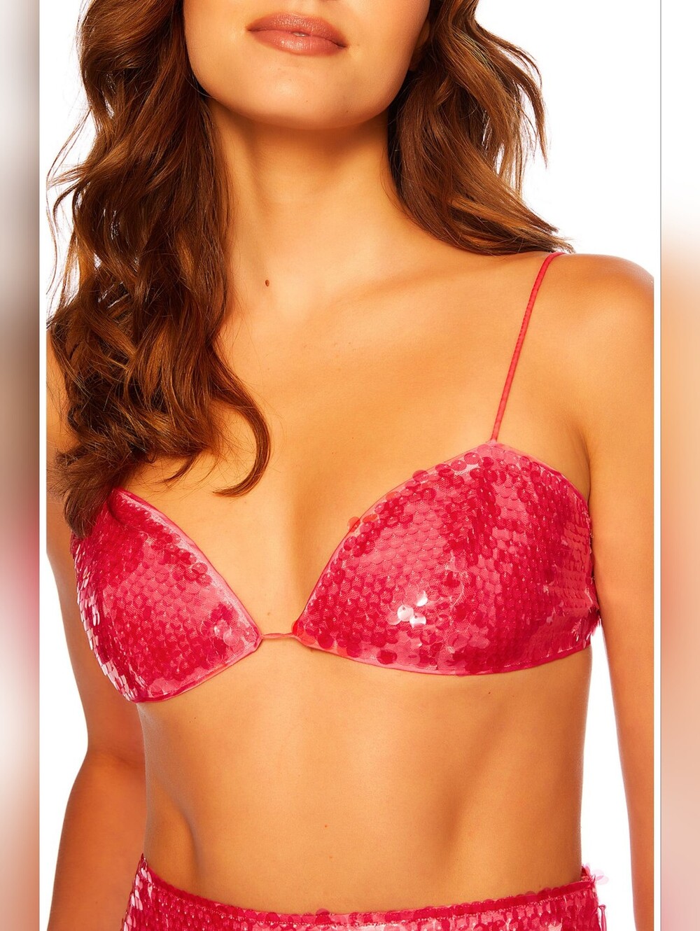Susana Monaco String Bikiny Top Sequin In Azalea M